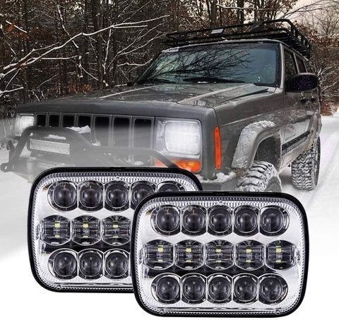 BICYACO DOT 110W 5x7 Inch Led Headlights 7x6 Inch Hi/Low Led Sealed Beam Headlamp for Jeep Wrangler YJ Cherokee XJ H4 Plug H6054 Headlights H5054 6054 6052 Toyota Pickup（Chrome）