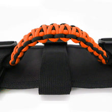 Jade Onlines Jeep Grab Handles 2 Pieces, Roll Bar Paracord Grab Handles for Jeep Wrangler YJ CJ TJ JK JKU JL JLU Red Jeep Grip Handles with 3 Velcro Straps and Woven Handle(Orange)