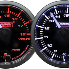 Volt Gauge- Electrical Amber/white Premium Clear Lens with White Pointer Series 52mm (2 1/16") Peak Recall and Warning