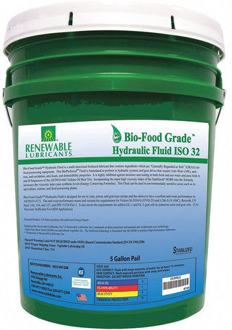 Vegetable Oil Hydraulic Oil, 5 gal. Pail, ISO Viscosity Grade : 32