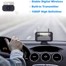 1080P Backup Camera and 5 inch Monitor Kit Digital Wireless Rear View Camera for Car SUV Truck RV Built-in Transmitter with Parking guidelines