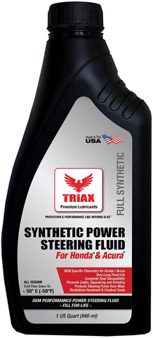Triax Full Synthetic OEM Power Steering Fluid - Compatible with Honda/Acura Vehicles - Fill for Life (1 Quart (946 ml))