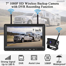 Wireless Backup Camera, DOUXURY IP69 Waterproof 170° Wide View Angle HD 1080P Backup Camera + HD LCD 7" Monitor, DVR Recording Backup Camera System for Truck Pickup Trailer Camper Bus RV 5th Wheel