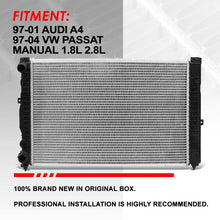 2192 OE Style Aluminum Core Cooling Radiator Replacement for VW Passat Audi A4 1.8L 2.8L MT 97-04