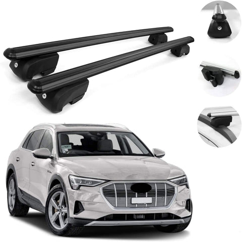 OMAC Auto Exterior Accessories Roof Rack Cross Bars | Adjustable Aluminum Black Cargo Carrier Rooftop Luggage Crossbars Fits Audi e-tron 2019-2021