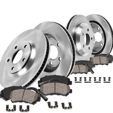 Callahan FRONT 329.92 mm + REAR 330.32 mm Premium OE 5 Lug [4] Brake Rotors + [8] Ceramic Pads + Sensors + HDW CRK01179
