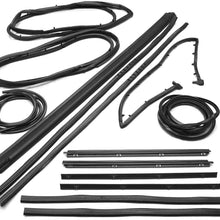 APDTY 133998 Complete Rubber Weatherstrip Glass Dew Wipe Seal Kit Fits 1987-1995 Jeep Wrangler Includes Driver & Passenger Window Door Cowl Windshield Tailgate Upper Bar Inner & Outer Division Bar