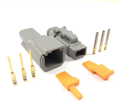 5x Deutsch DTM 2-Pin Connector Plug Kit 24-20 AWG Gold Contact DTM04-2P DTM06-2S