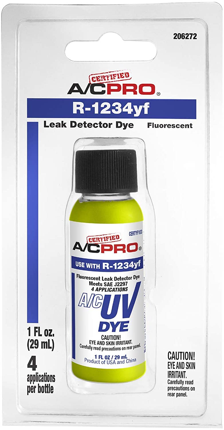 InterDynamics Certified AC Pro Car Air Conditioner Leak Detector Dye, UV Dye for R1234yf Refrigerant Systems, 1 Oz, CERTYF103-6