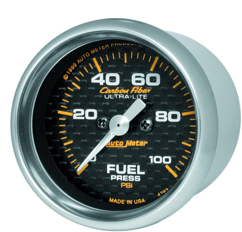 Auto Meter 4763 Carbon Fiber Electric Fuel Pressure Gauge