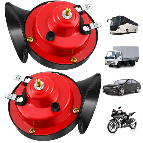 2PCS 300DB Super Loud Train Horn Snail Single Horn for Trucks Boat Car Air Electric, Double Horns Raging Sound for Trucks, Cars, Motorcycle, Bikes, Boats with 12v Power Supply