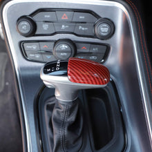 Voodonala for Challenger Gear Shift Knob Cover Trim Accessories for Dodge Challenger Charger 2015 up (Red/Black Grain)