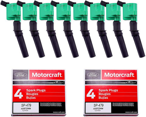 MAS Pack of 8 Ignition Coil DG508 and OEM Spark Plug SP479 Compatible with Ford 4.6L 5.4L V8 DG457 DG472 DG491 CROWN VICTORIA EXPEDITION F-150 F-250 MUSTANG LINCOLN MERCURY EXPLORER