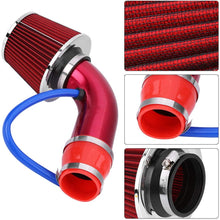 Qiilu 76mm 3 Inch Universal Car Cold Air Intake Filter Aluminum Induction Hose Pipe Kit (Red)