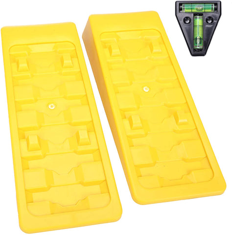 Homeon Wheels RV Leveling Blocks Wheel Chocks Trailer Leveler Blocks for Trailers Campers, Heavy Duty Camper Leveler Up to 2.8 inches, Tire Chocks for Caravan Truck Van SUV Cars 2 Pack with RV T Level