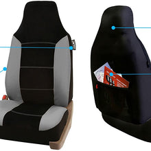 FH Group FH-FB103115 Leather/Velour High Back Car Seat Covers Gray/Black (Full Set Airbag Ready and Split Rear Bench) with F11306 Vinyl Floor Mats -Fit Most Car, Truck, SUV, or Van