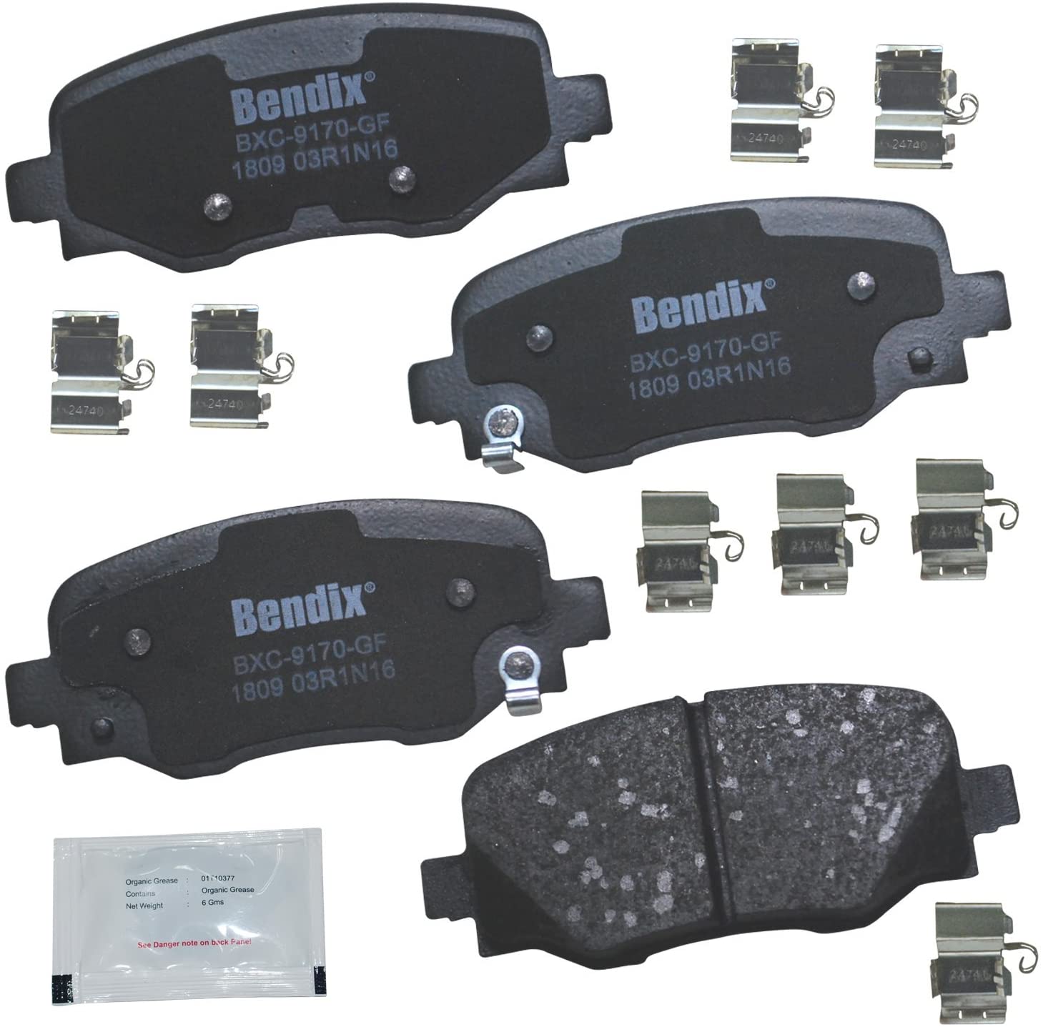 Bendix Premium Copper Free CFC1809 Ceramic Brake Pad (with Installation Hardware Rear)