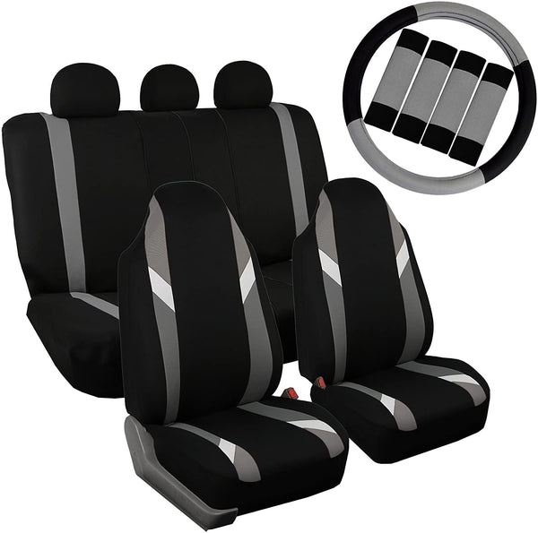 FH Group FB113113 Supreme Modernistic Seat Covers (Red) Full Set with Gift – Universal Fir for Cars, Trucks & SUVs