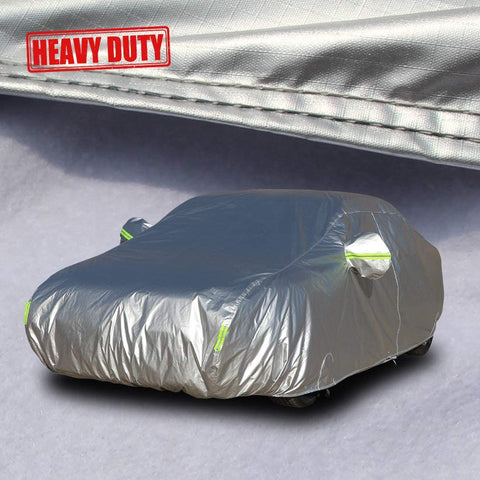 Shieldo Heavy Duty Car Cover with Windproof Straps and Buckles 100% Waterproof All Season Weather-Proof Fit 170