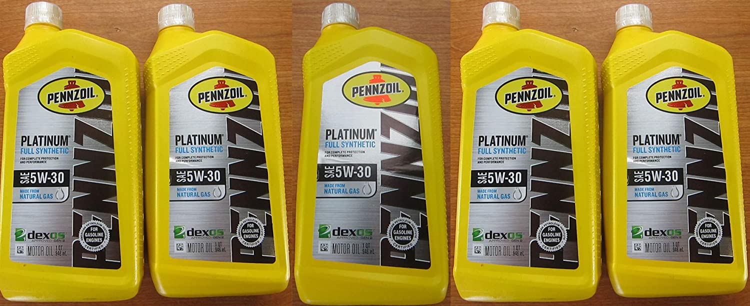 Mopar Five Quarts of Pennzoil SAE Platinum Full Synthetic 5W-30 Oil from Natural Gas