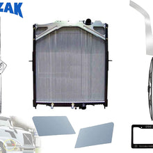 Replacement Radiator With Frame 20984815 for Volvo VNL and Mack CHN, CHU613 SFA PLUS Volvo Logo, Chrome Fender Guard Trim, Behind the Headlight Chrome Trim, 2x22" Wipers and License Plate Frame
