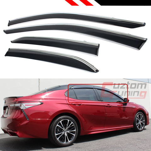 Fits for 2018 2019 2020 Toyota Camry LE XLE SE XSE Clip-on Type Chrome Trim Window Visor Rain Guard Deflector