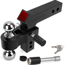 oEdRo Adjustable Trailer Hitch Ball Mount/Forged Aluminum Shank, 2" Receiver/6" Drop 2" & 2-5/16" Combo Tow Balls w/Double Pin Key Locks, 12500 lbs, Anodized Black