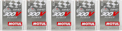 Motul 104242 Set of 5 300V Power 5W-40 Motor Oil 2-Liter Bottles