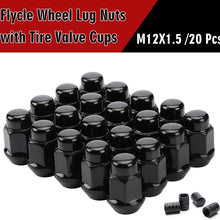 Flycle 20PCS 1.4 inch Black 12x1.5 Closed End Bulge Acorn Lug Nuts - Cone Seat - 19mm Hex Wheel Lug Nut for Acura Integra Buick Cadillac Chevrolet Chrysler Dodge Ford GMC Honda Hyundai Lexus