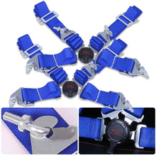 AJP Distributors 2x Blue Safety 4-Point 2" Strap Nylon Camlock Center Seatbelt Upgrade Replacement Performance Track Drag Drift Off-Road Wide