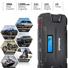 Nekteck Car Jump Starter Portable External Battery Charger 500A Peak with 12000mAh - Emergency Jump Pack Auto Jumper for Sedan Van SUV Boat Smartphone USB Device and More