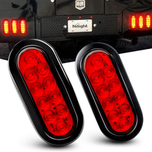 Nilight TL-01 6" Oval Red LED Tail 2PCS w/Surface Mount Grommets Plugs IP65 Waterproof Stop Brake Turn Trailer Lights for RV Truck Jeep, 2 Years Warranty