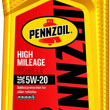 Pennzoil High Mileage Motor Oil 5W-20 –1 Quart (Pack of 6)