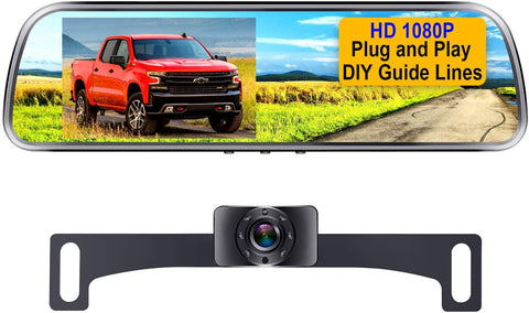 AMTIFO A1 HD 1080P Backup Camera,4.3'' Mirror Monitor Licence Plate Rear View Hitch Camera,Easy Installation Rear/Front View Camera System for Cars,Minivans,SUVs,Trucks