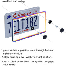 LivTee 4 Holes Colorful Roasted Blue Stainless Steel License Plate Frames, 2 PCS Car Licence Plate Covers Slim Design with Bolts Washer Caps for US Vehicles