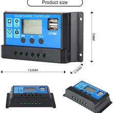 20A Solar Charge Controller Solar Panel Battery Intelligent Regulator with Dual USB Port 12V/24V PWM Auto Paremeter Adjustable LCD Display