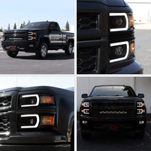 VIPMOTOZ Neon Tube Projector Headlight Assembly For 2014-2015 Chevy Silverado 1500 - Matte Black Housing, Smoke Lens, Driver and Passenger Side