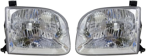 2001-2004 Toyota Sequoia & 2004 Tundra Pickup Truck (SR5 Crew/Double/Extended Cab 4-Door Models) Headlight Headlamp Head Light Lamp Pair Set Right Passenger And Left Driver Side (2001 01 2002 02 2003 03 2004 04)