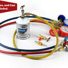 LU-HAWK Automotive R134a Recharge Kit with Self Sealing Can Tap Valve. Includes High/Low Side Quick Couplers with 1/4 adapters, Both Self Sealing and Single Puncture Can Taps, and Valve Core Remover.