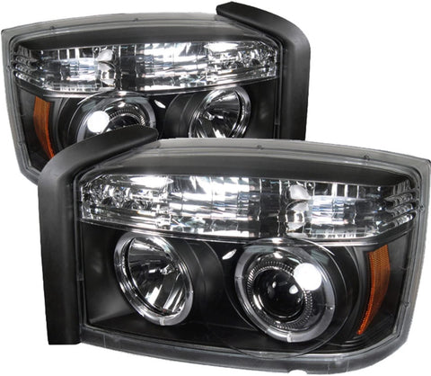 Spyder 5009760 Dodge Dakota 05-07 Projector Headlights - LED Halo - Black - High H1 (Included) - Low H1 (Included)