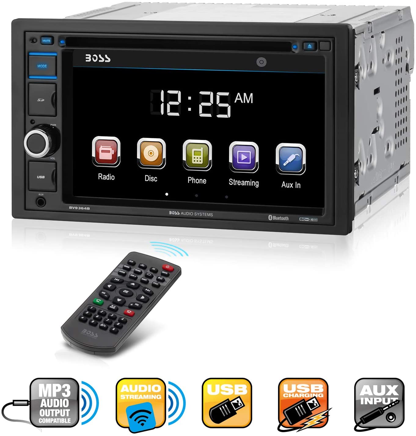 BOSS Audio Systems BV9386NV Car GPS Navigation - Double Din, Bluetooth Audio and Hands-Free Calling, 6.2 Inch Touchscreen LCD, MP3, CD, DVD Player, USB, SD, AUX-A/V Inputs, AM/FM Radio Receiver