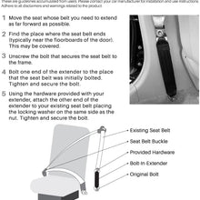 2-Pack Universal Bolt-in 12" Seat Belt Lengthener (Black) - Easy Installation (All Parts Included) - Buckle Up & Drive Safely Again