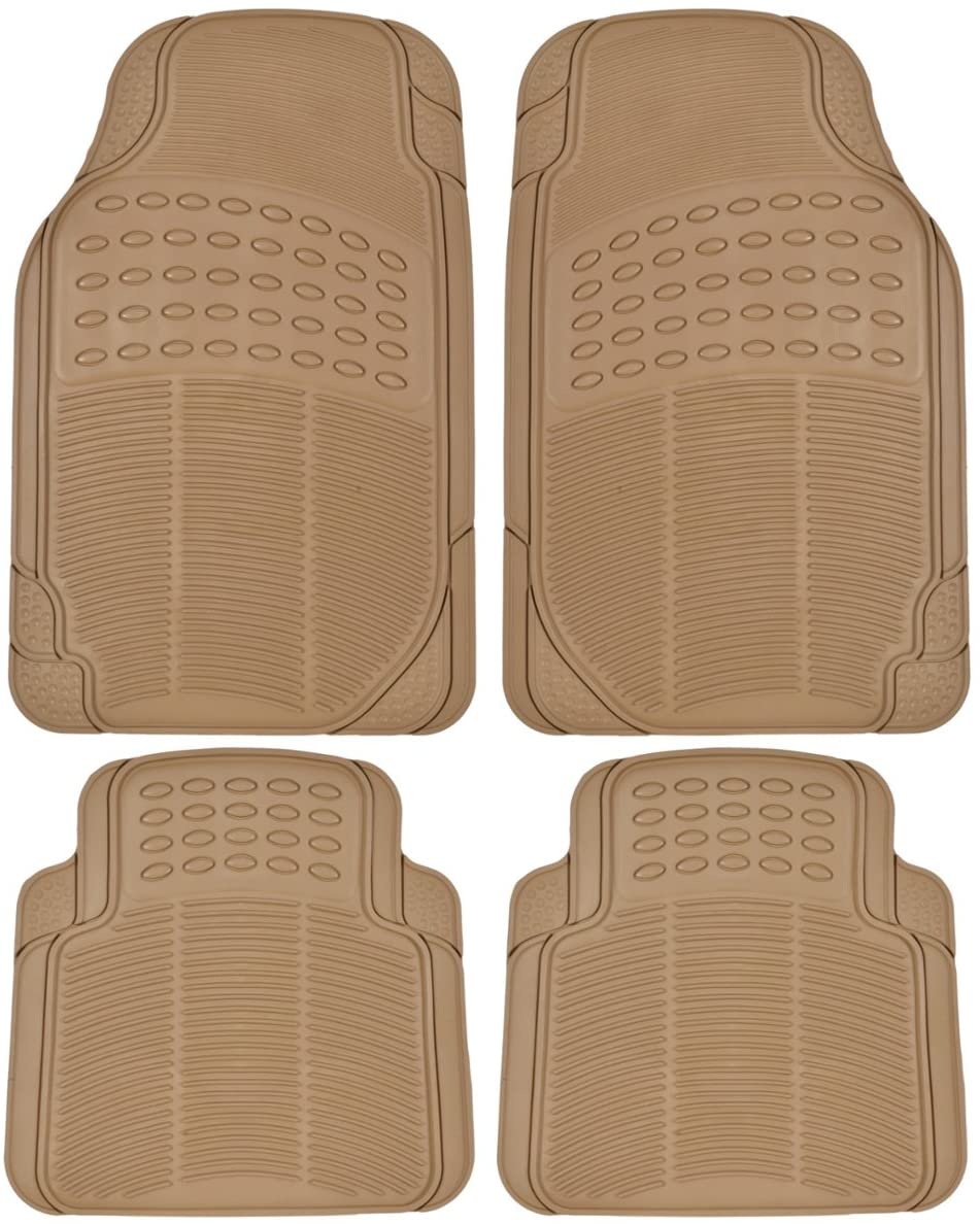 BDK Heavy Duty 4pc Front & Rear Rubber Floor Mats for Car SUV Van & Truck-All Weather Protection Universal Fit