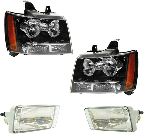 Headlight Fog Driving Light Lamp LH RH Kit Set of 4 for Chevy Suburban Tahoe