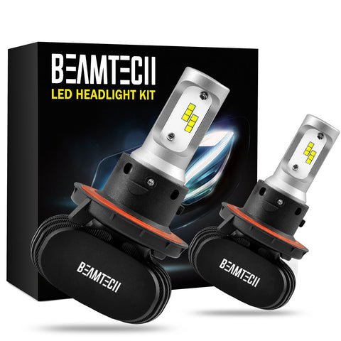 BEAMTECH H13 LED Headlight Bulb, 50W 6500K 8000Lumens Extremely Brigh (9008 Hi/Lo) CSP Chips Conversion Kit