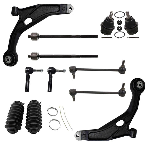Detroit Axle - 12PC Front Lower Control Arms w/Ball Joints, Sway Bars, Inner and Outer Tie Rods w/Boots for 2009 2010 2011 2012 2013 2014 2015 Dodge Journey