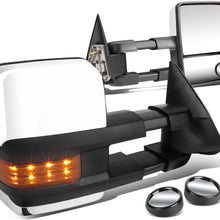 Replacement for Avalanche/Tahoe Chrome Telescoping Manual Extendable Amber Signal Towing Side+Corner Blind Spot Mirror