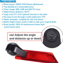 HD Third Roof Top Mount Brake Lamp Reverse Rear View Backup Camera Angle and Distance Adjustable IR Night Vision for Ford Transit Custom Transporter Business MPV SUV (Reversing Camera+7" Monitor)