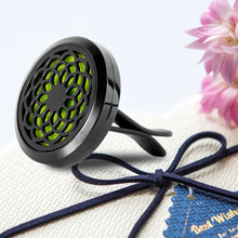 RoyAroma 30mm Car Aromatherapy Essential Oil Diffuser Stainless Steel Locket with Vent Clip 12 Felt Pads-Sunflower