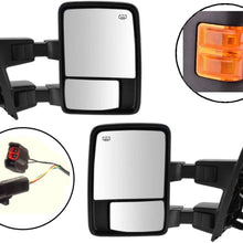 Auto Express Towing Mirrors Powered for Ford F250 F350 F450 F550 Left Right Driver & Passenger Side Tow – Amber Signal